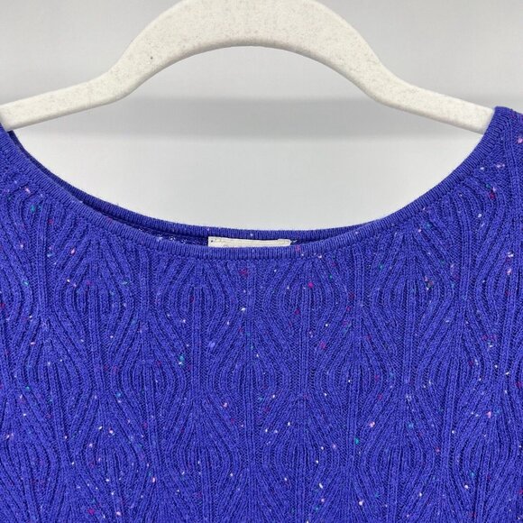 TALBOTS Sweater M Purple Confetti Knit Textured Round Neck Pullover Size Medium‎ - Picture 3 of 11